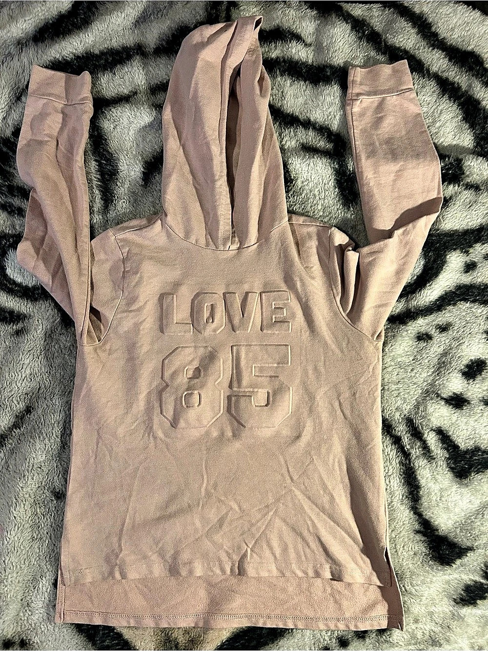 Hooded Long Sleeve Top in Pink Size XL